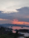 Dusk on the banks of the Mahakam river Royalty Free Stock Photo