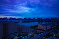 A dusk of bay area at the urban city in Ariake Tokyo high angle wide shot Royalty Free Stock Photo