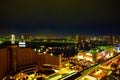 A dusk of bay area at the urban city in Ariake Tokyo high angle wide shot Royalty Free Stock Photo