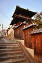 Dusk at bell tower of Mount Tsurugata in Kurashiki, Japan Royalty Free Stock Photo