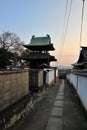 Dusk at bell tower of Mount Tsurugata in Kurashiki, Japan Royalty Free Stock Photo