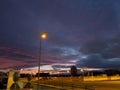 Dusk cityscape: Horizon illuminated by sunset Royalty Free Stock Photo