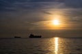 Dusk colors seen at the waterfront of Thessaloniki, Greece Royalty Free Stock Photo