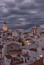 Dusk with textured clouds over the village of Sedella Spain. Royalty Free Stock Photo