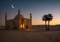 Dusk and crescent at Holy Ramadan Royalty Free Stock Photo
