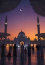Dusk and crescent at Holy Ramadan Royalty Free Stock Photo