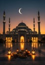 Dusk and crescent at Holy Ramadan Royalty Free Stock Photo