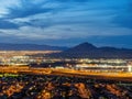 Dusk high angle view of the Frenchman Mountain and cityscape from Henderson View Pass Royalty Free Stock Photo