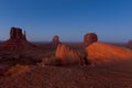 Dusk at Monument Valley Navajo Tribal Park on the Arizona-Utah border Royalty Free Stock Photo