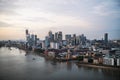 A dusk over a skyline of London with the river Thames.