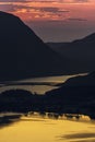 Dusk over mountain valley in Lake District