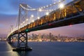 Dusk over San Francisco-Oakland Bay Bridge and San Francisco Skyline, California Royalty Free Stock Photo
