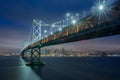 Dusk over Oakland-San Francisco Bay Bridge and San Francisco Skyline, California Royalty Free Stock Photo
