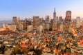 Dusk over San Francisco Downtown. Royalty Free Stock Photo