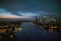 A dusk over a skyline of London with the river Thames.