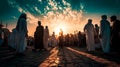 Dusk Pilgrimage: Muslims Gathered at Twilight