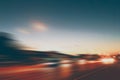 Dusk road blur super highway motion speed effect Royalty Free Stock Photo