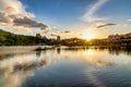 Dusk scene of Dahu Community Park in Neihu,Taipei City Taiwan Royalty Free Stock Photo