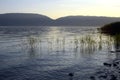 Dusk scene over lake prespa in macedonia Royalty Free Stock Photo