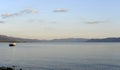 Dusk scene over lake prespa in macedonia, Royalty Free Stock Photo