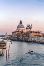 Dusk scenery of the Grand Canal in Venice, Italy