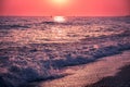 Dusk sea water wave dawn. twilight travel Royalty Free Stock Photo