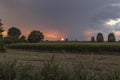 Dusk sky over the fields Royalty Free Stock Photo