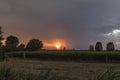 Dusk sky over the fields Royalty Free Stock Photo