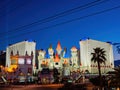 Dusk special lockdown cityscape of the famous Strip and Excalibur Hotel & Casino