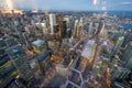 Dusk time view of Toronto downton from the CN tower