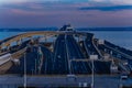 A dusk traffic jam on the highway at Tokyo bay area in Chiba Royalty Free Stock Photo