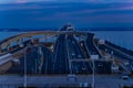 A dusk traffic jam on the highway at Tokyo bay area in Chiba Royalty Free Stock Photo