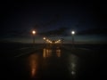 Dusk view of the ocean pier after the rain, Manhattan Beach, California, USA, January 2019 Royalty Free Stock Photo