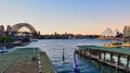 Dusk View Over Circular Quay to Harbour Bridge and Sydney Opera House, Australia Royalty Free Stock Photo