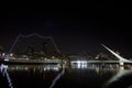 Dusk and Woman Bridge on Puerto Madero neighborghood or disctrict in Buenos Aires city, Argentina Royalty Free Stock Photo