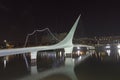 Dusk and Woman Bridge on Puerto Madero neighborghood or disctrict in Buenos Aires city, Argentina