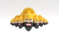 Dussehra Celebration - Ravana with ten Heads 3D Rendering Illustration