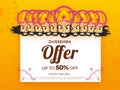 Dussehra Festival sale with 50% discount offer, Smiling face of