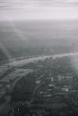 Dusseldorf from aboce through plane window