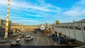 Dusseldorf airport, showing a passenger airplane, parked at the first gate