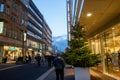 Amazing evening on streets of Dusseldorf . People are preparing to Christmas holidays