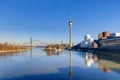 Dusseldorf city harbor at low tide