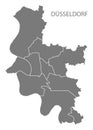 Dusseldorf city map with boroughs grey illustration silhouette s