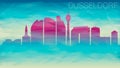 Dusseldorf Germany City Skyline Vector Silhouette. Broken Glass Abstract Geometric Dynamic Textured. Banner Background. Colorful S