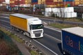 DUSSELDORF ,GERMANY - FEBRUARY 16: transport truck on the highway Royalty Free Stock Photo