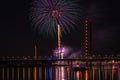 Dusseldorf, Germany - Fireworks over the Rhine River Ending the Japan Day Royalty Free Stock Photo