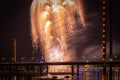 Dusseldorf, Germany - Fireworks over the Rhine River Ending the Japan Day Royalty Free Stock Photo