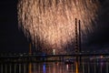 Dusseldorf, Germany - Fireworks over the Rhine River Ending the Japan Day Royalty Free Stock Photo