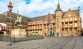 Dusseldorf, Germany: The Market Square, Town Hall, Rathaus, and the equestrian statue of Jan Wellem (Johann Wilhelm II)