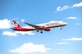 Dusseldorf , Germany - October 05 2017: Airberlin Niki Airbus A321 landing at Dusseldorf Airport